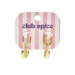 Squoval earrings with heart pendant and stone