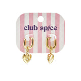Squoval earrings with heart pendant and stone