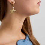 Earrings with starfish and pearl