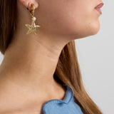 Earrings with starfish and pearl