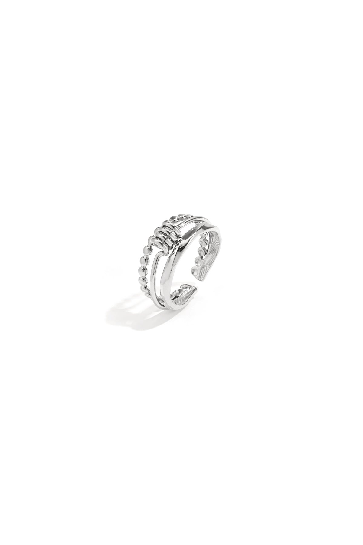 Layered ring with minimalist twisted detail