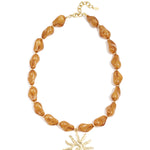 Bead necklace with sun charm