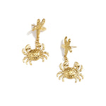 Dangling starfish earrings with crab