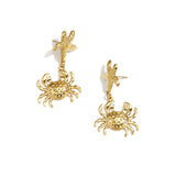 Dangling starfish earrings with crab
