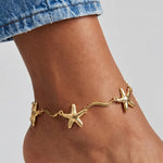 Ankle bracelet with trailing effect and starfish