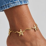Ankle bracelet with trailing effect and starfish