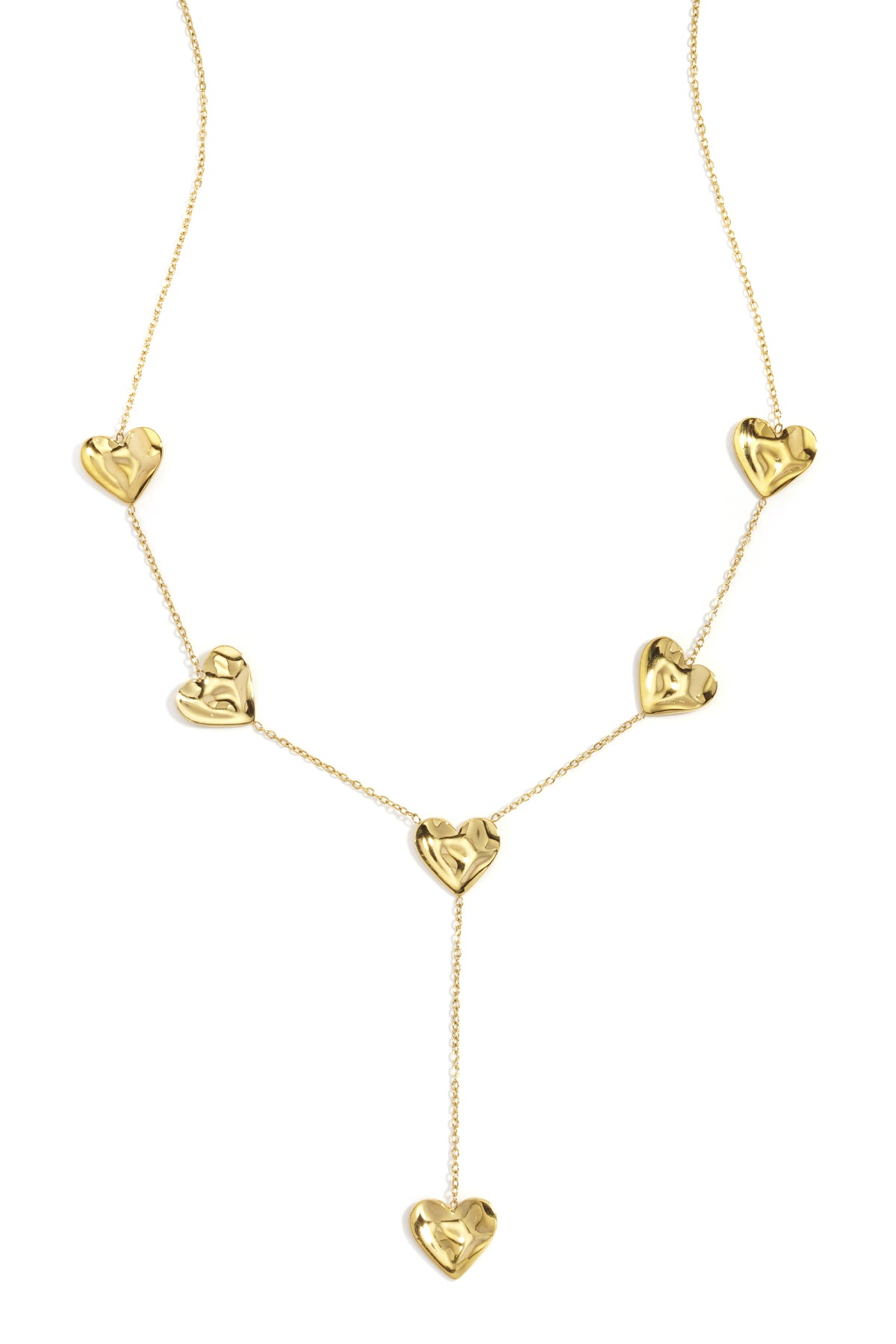 Y-shaped necklace with wavy hearts