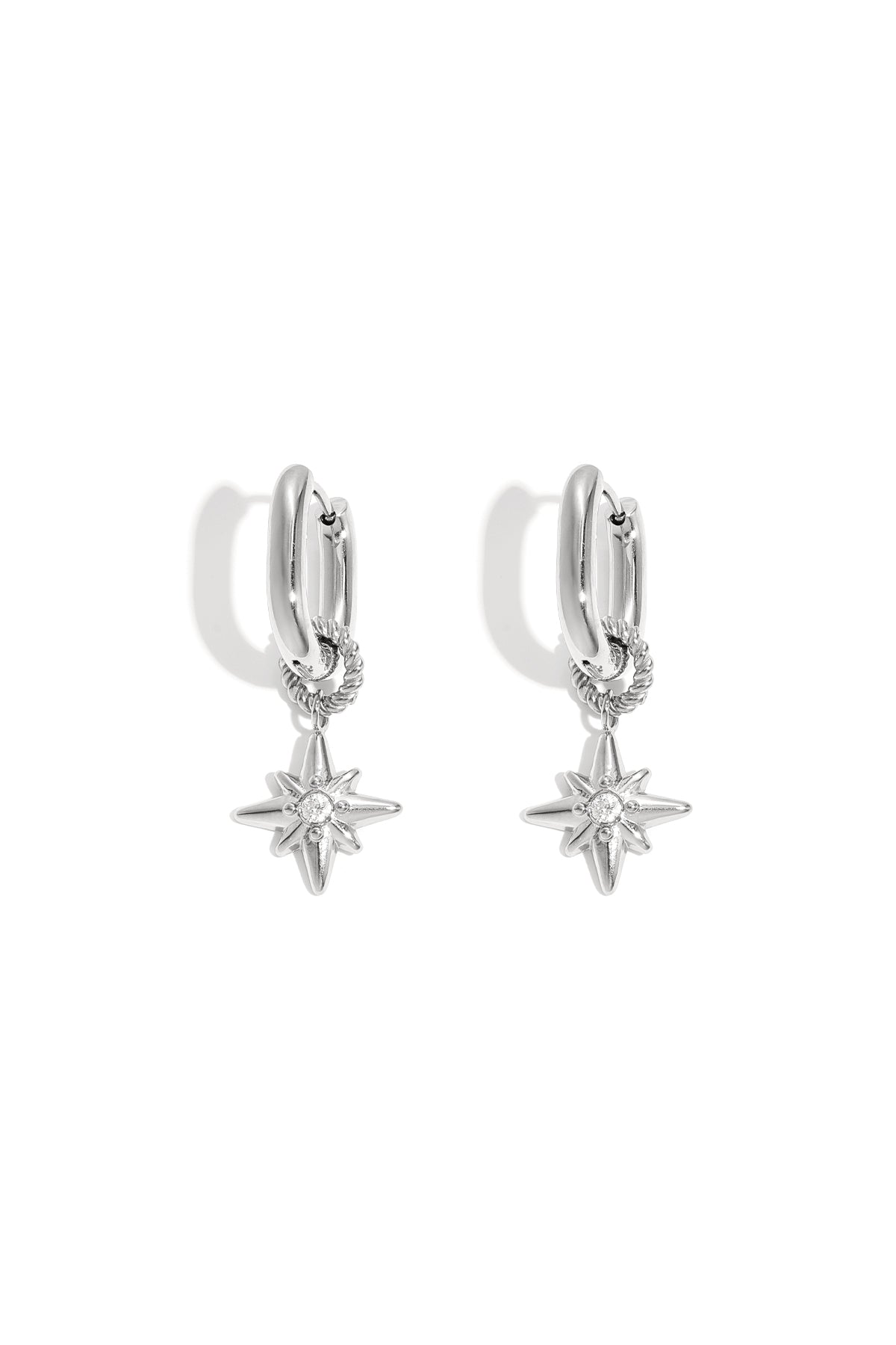Earrings with shooting star on a small ring