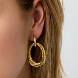 Statement earrings with detailed oval pendant