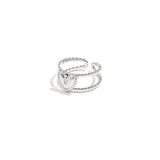 Adjustable double ring with heart