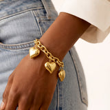 Chunky link bracelet with large hearts