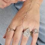 Hand chain with beads and rectangular stones