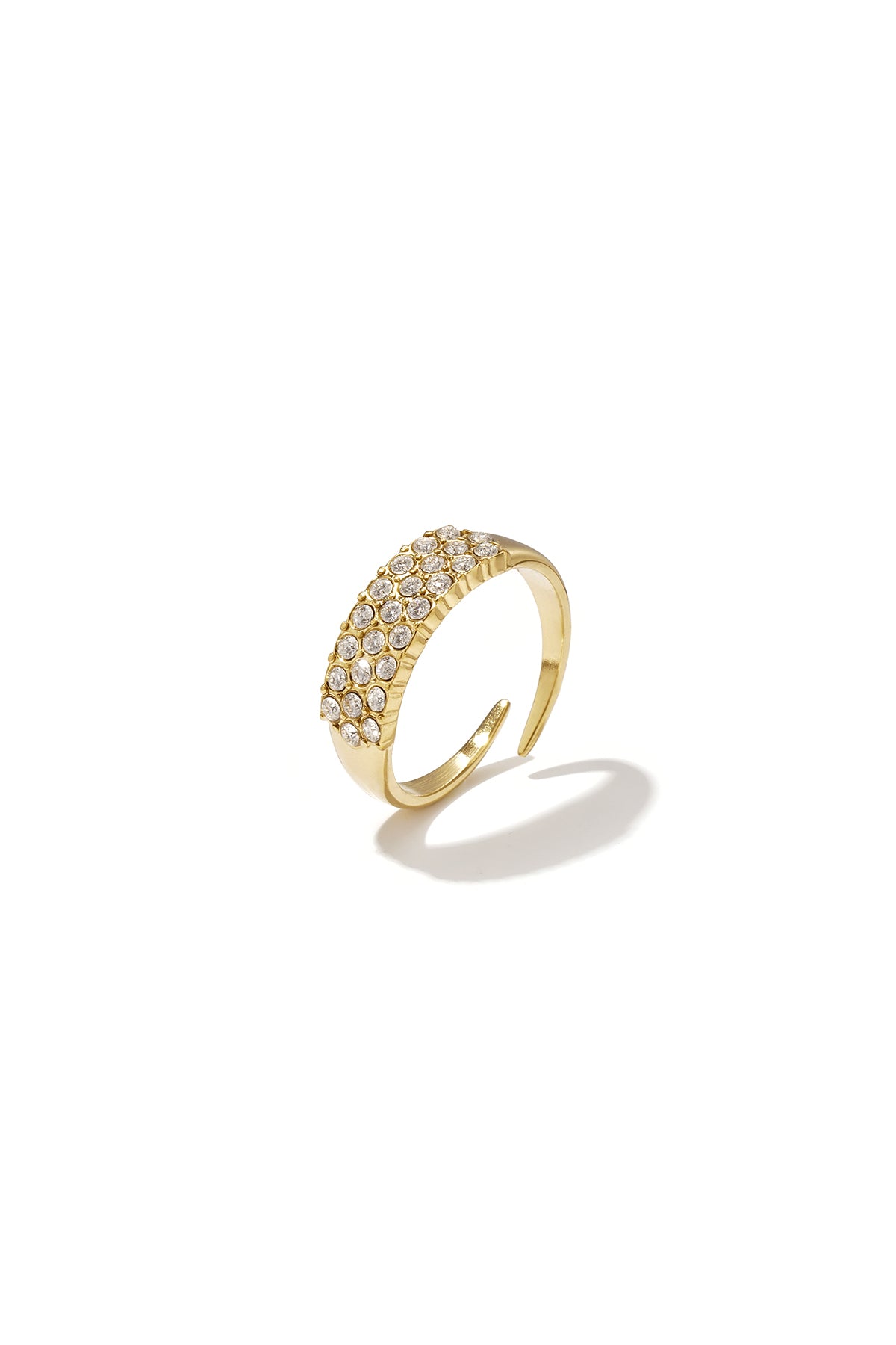 Adjustable statement ring with rhinestones