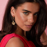 Earrings with flower pendants in various sizes