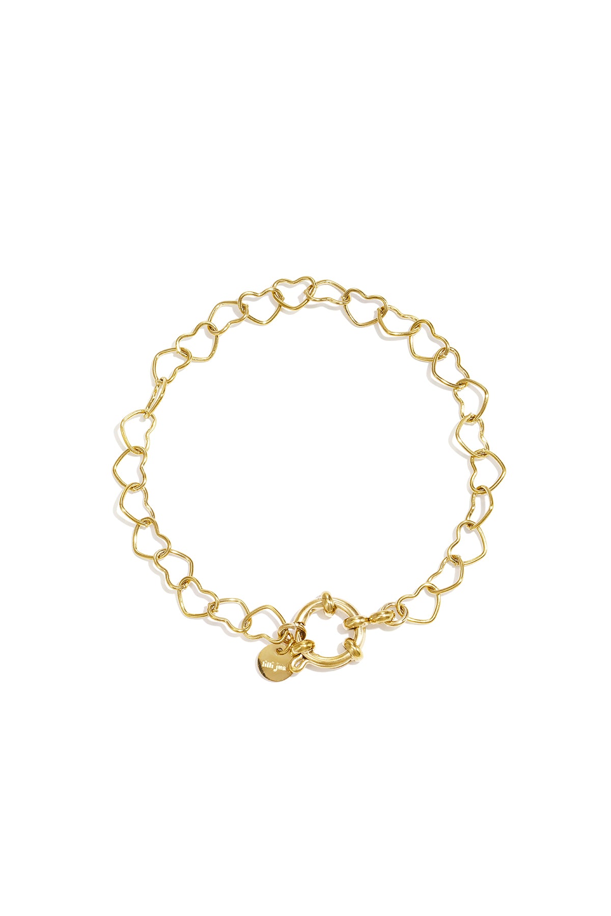 Bracelet with front clasp and heart-shaped links