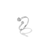 Minimalist adjustable ring with stones and heart