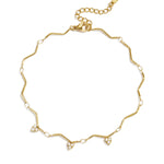 Anklet with a wavy effect and dangling stones