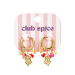 Small hoop earrings with hanging chain and beads
