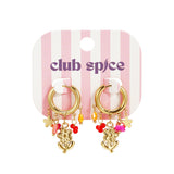 Small hoop earrings with hanging chain and beads