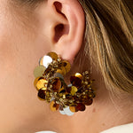 Hoop earrings made of sequins and beads