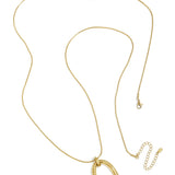 Long necklace with oval striped pendant