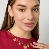 Necklace with sun and heart charms