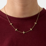 Necklace with clover motif and inlaid clovers