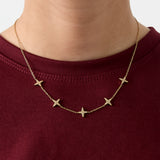 Necklace with clover motif and inlaid clovers