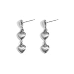 Earrings with 3 dangling hearts