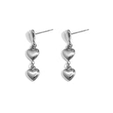 Earrings with 3 dangling hearts