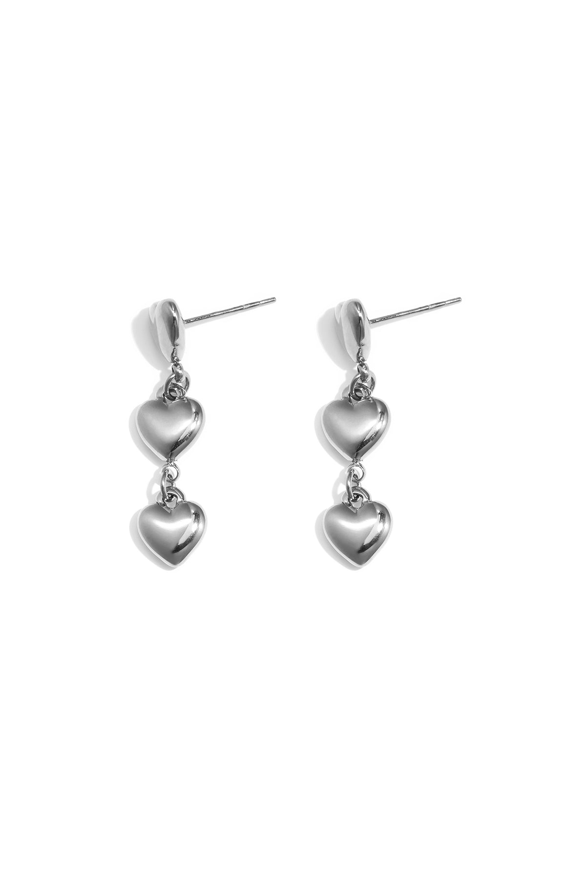 Earrings with 3 dangling hearts