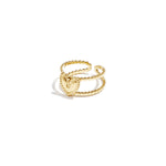 Adjustable double ring with heart