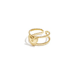 Adjustable double ring with heart