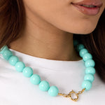 Necklace with large beads and front closure-15mm