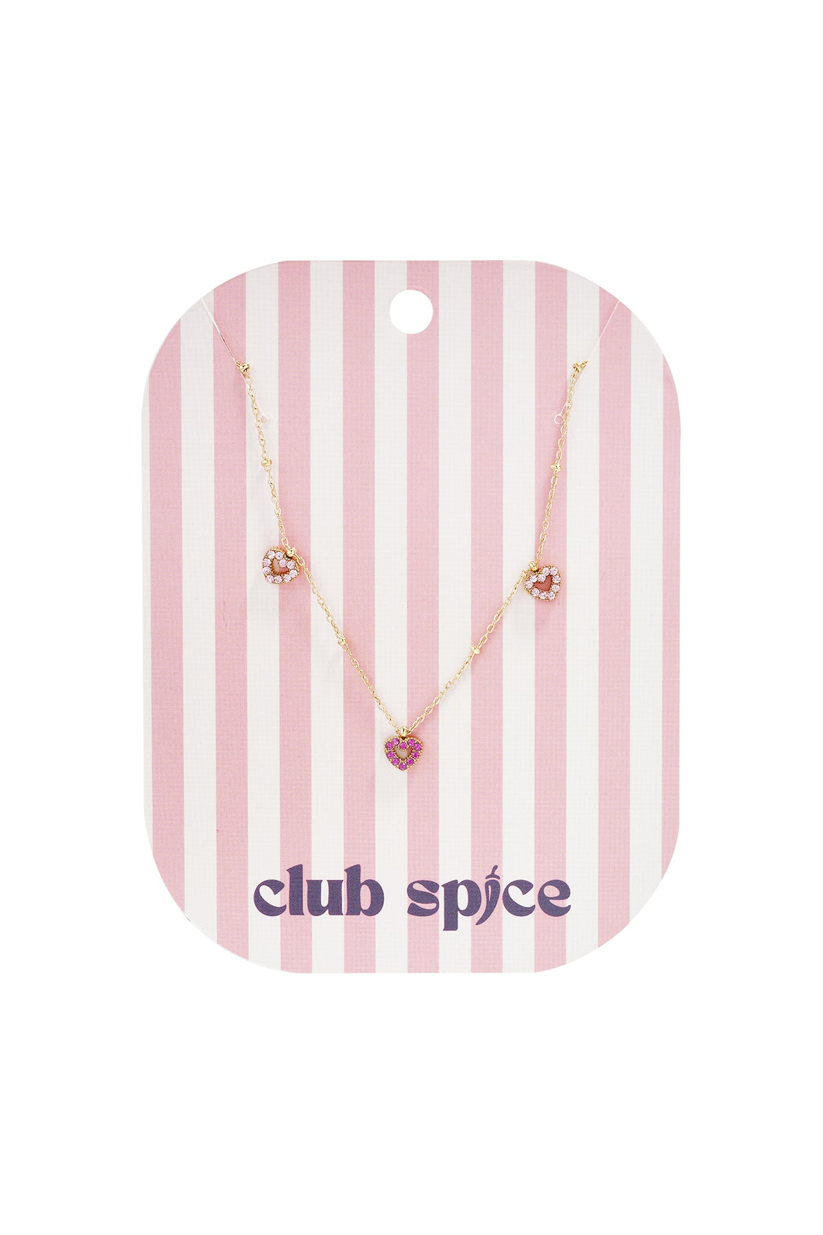 Necklace with pink stones in hearts