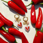 Earrings with colorful heart charms