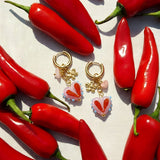 Earrings with colorful heart charms