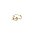 Adjustable ring with moon and shiny star