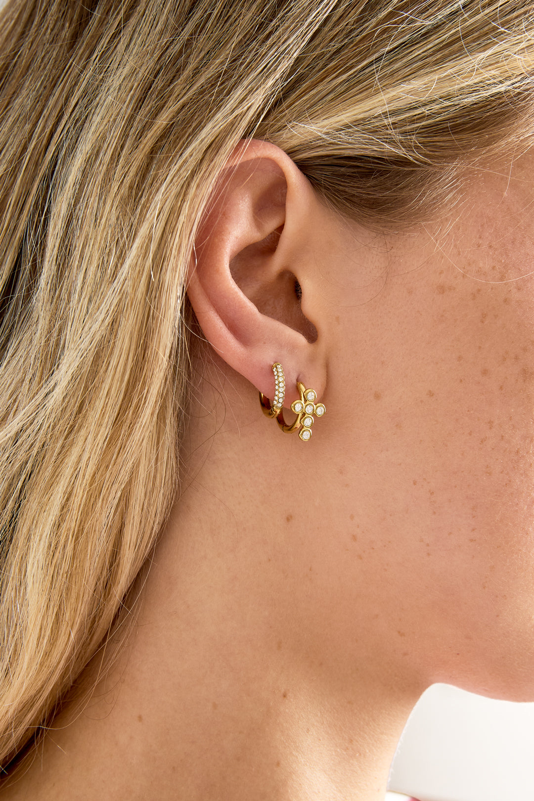 14K Gold Plated Stainless Steel Hoop Earrings Cross Simple Daily Simple Series Women's jewelry