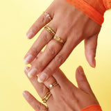 Ring with daisies and stones