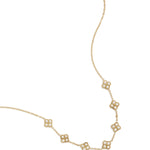 Necklace with zirconia-set clovers
