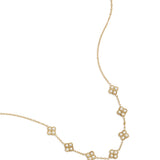 Necklace with zirconia-set clovers