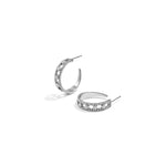Luxurious open hoop earrings with pattern and cubic zirconia