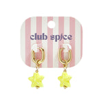 Squoval earrings with colored star pendant