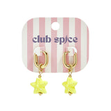 Squoval earrings with colored star pendant