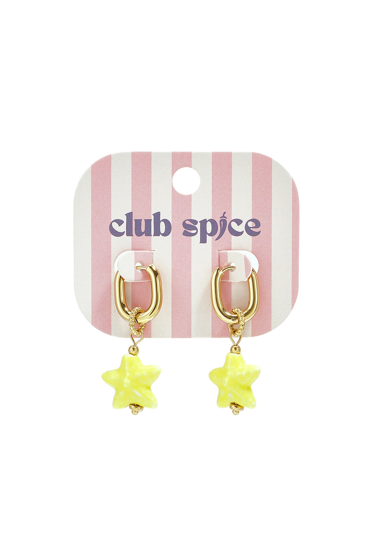 Squoval earrings with colored star pendant