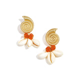 Earrings with shell-shaped pendants and beads