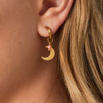 Earrings with moon charm and coloured bead