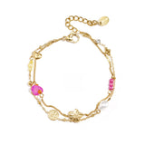 Charm bracelets with stones, beads, and coin