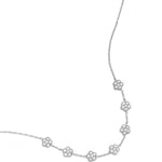 Elegant necklace with zirconia-set flowers